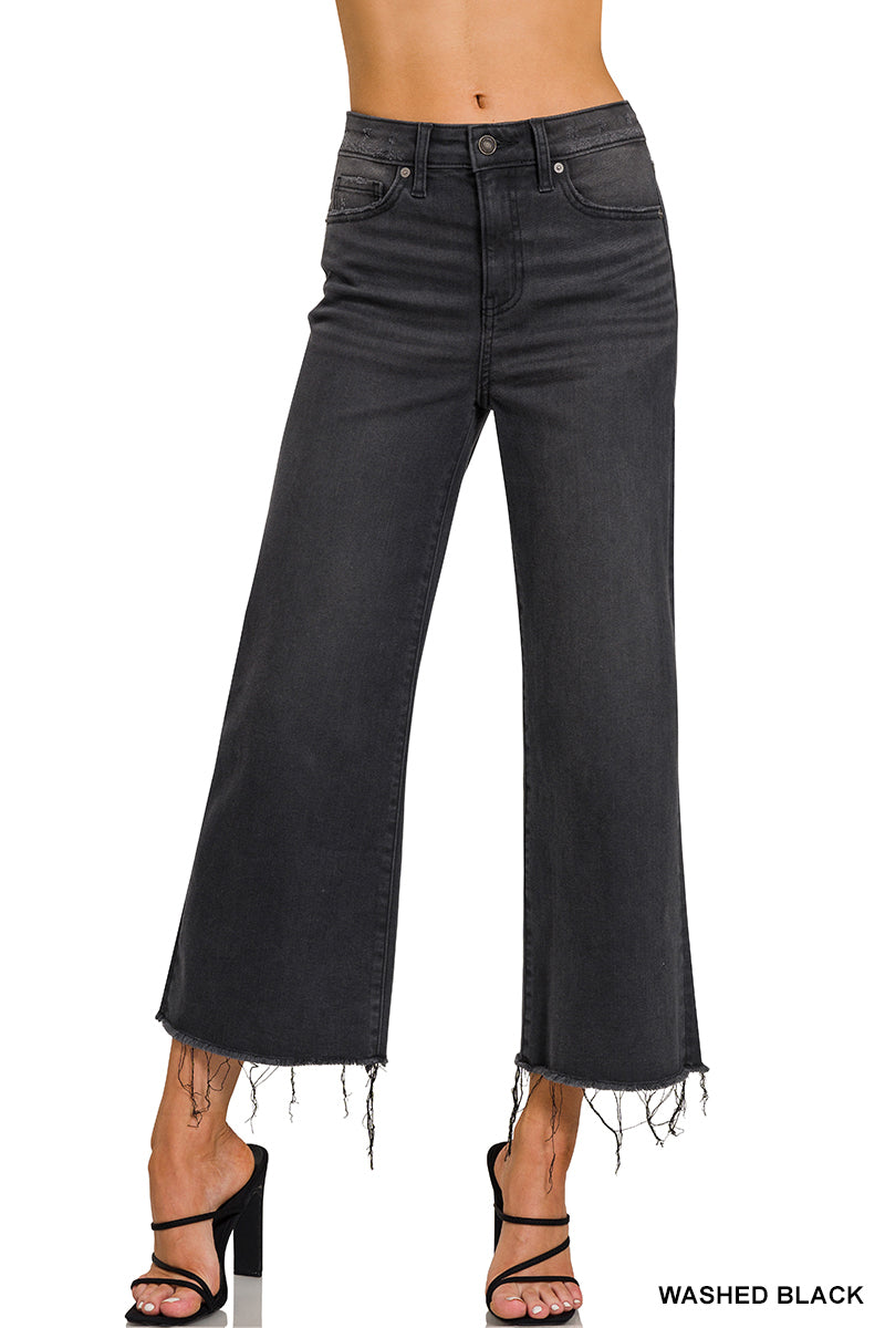 Black Washed Crop Jeans