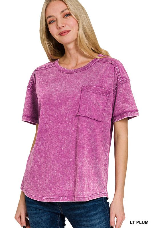 Acid washed round neck t-shirts