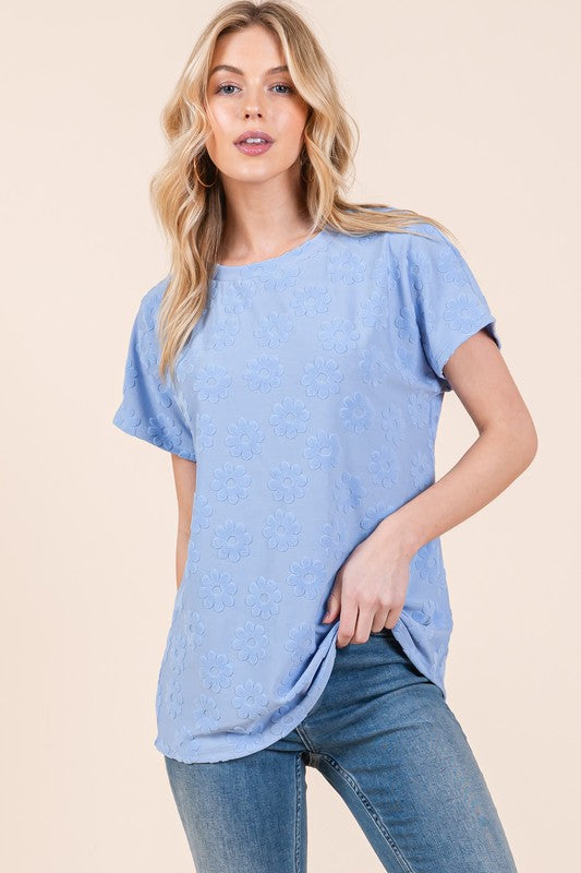 Floral textured knit top