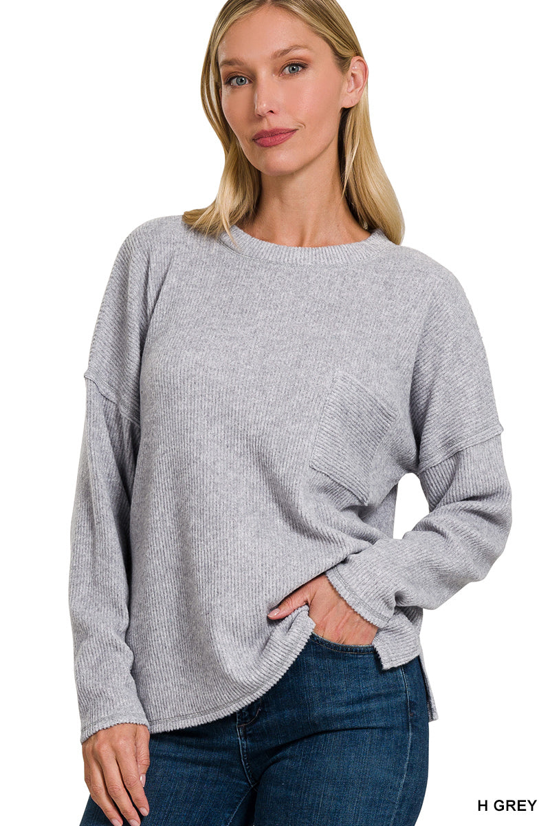 Heathered Grey Hacci Top