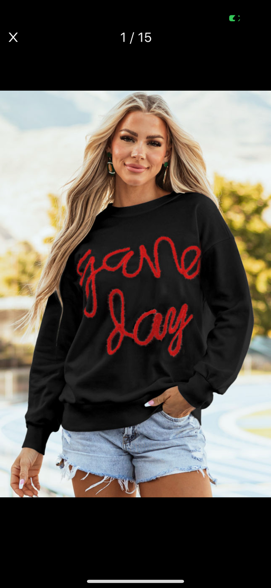 Black with Red Game Day Sweater