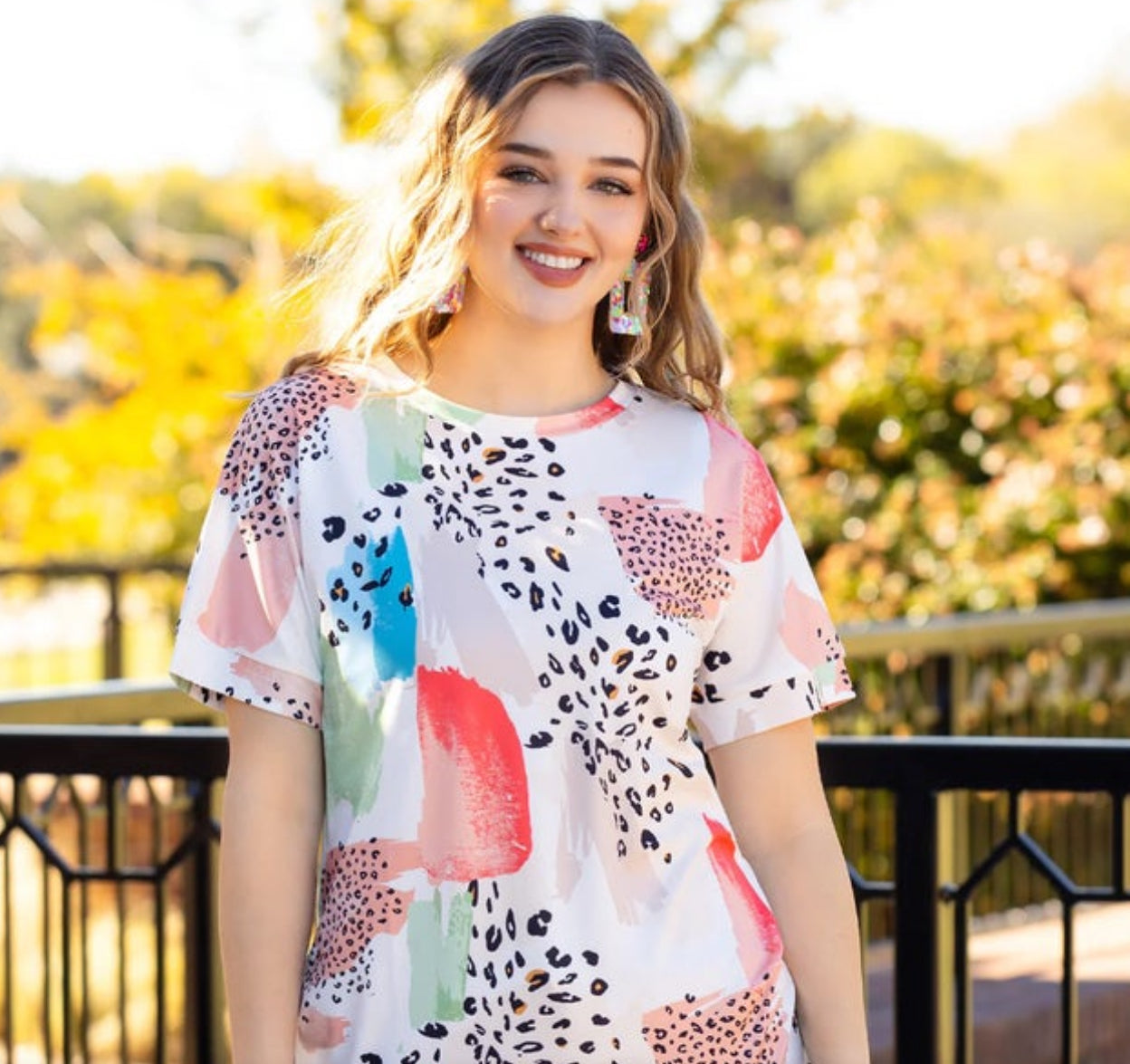 Multi animal print SS top