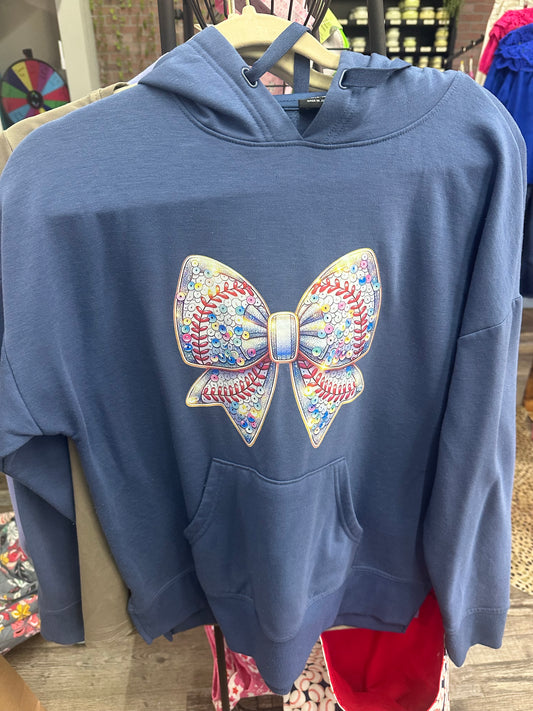 Bow Baseball Hoodie- Medium