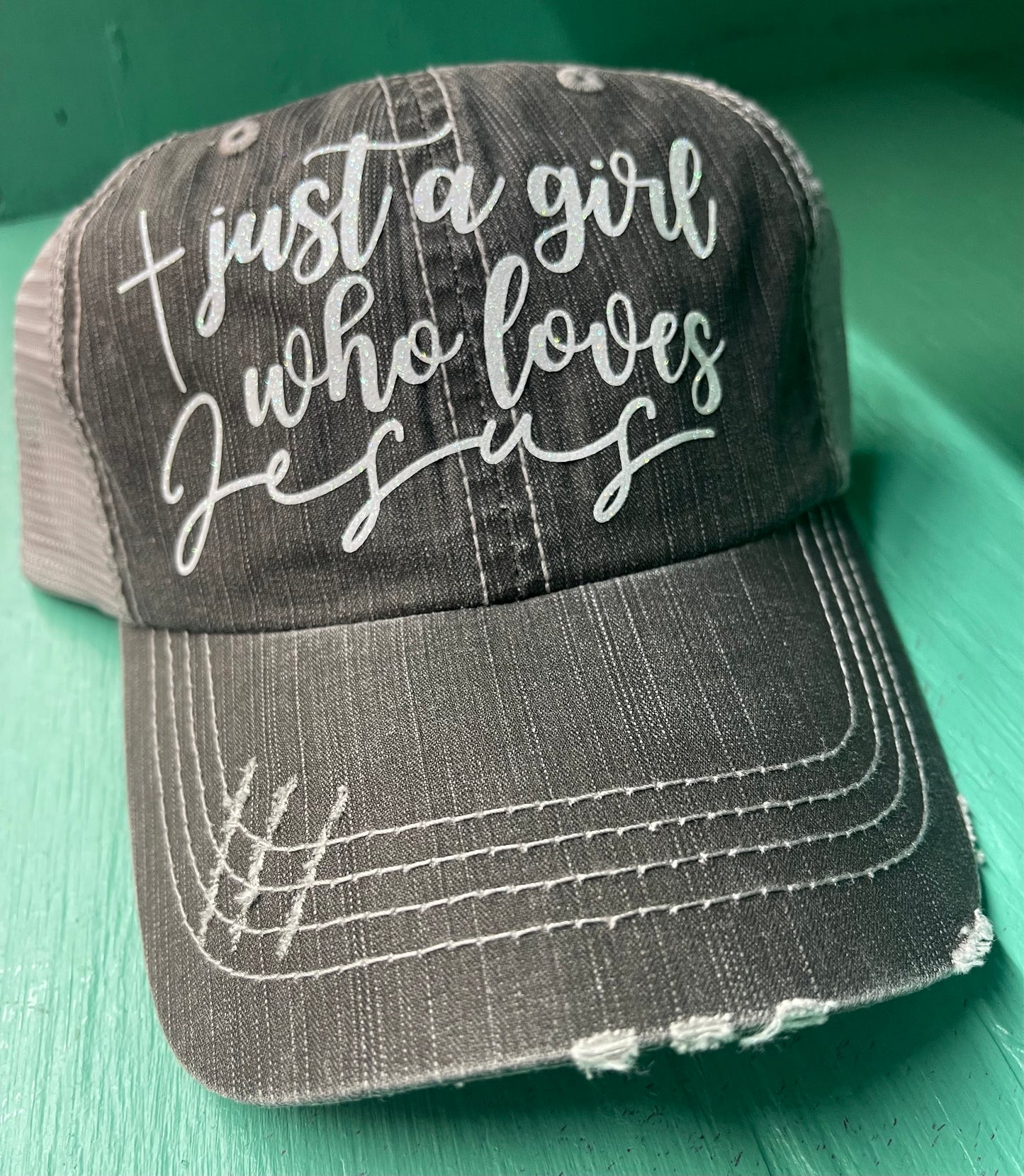 Gray Distressed Ball Cap