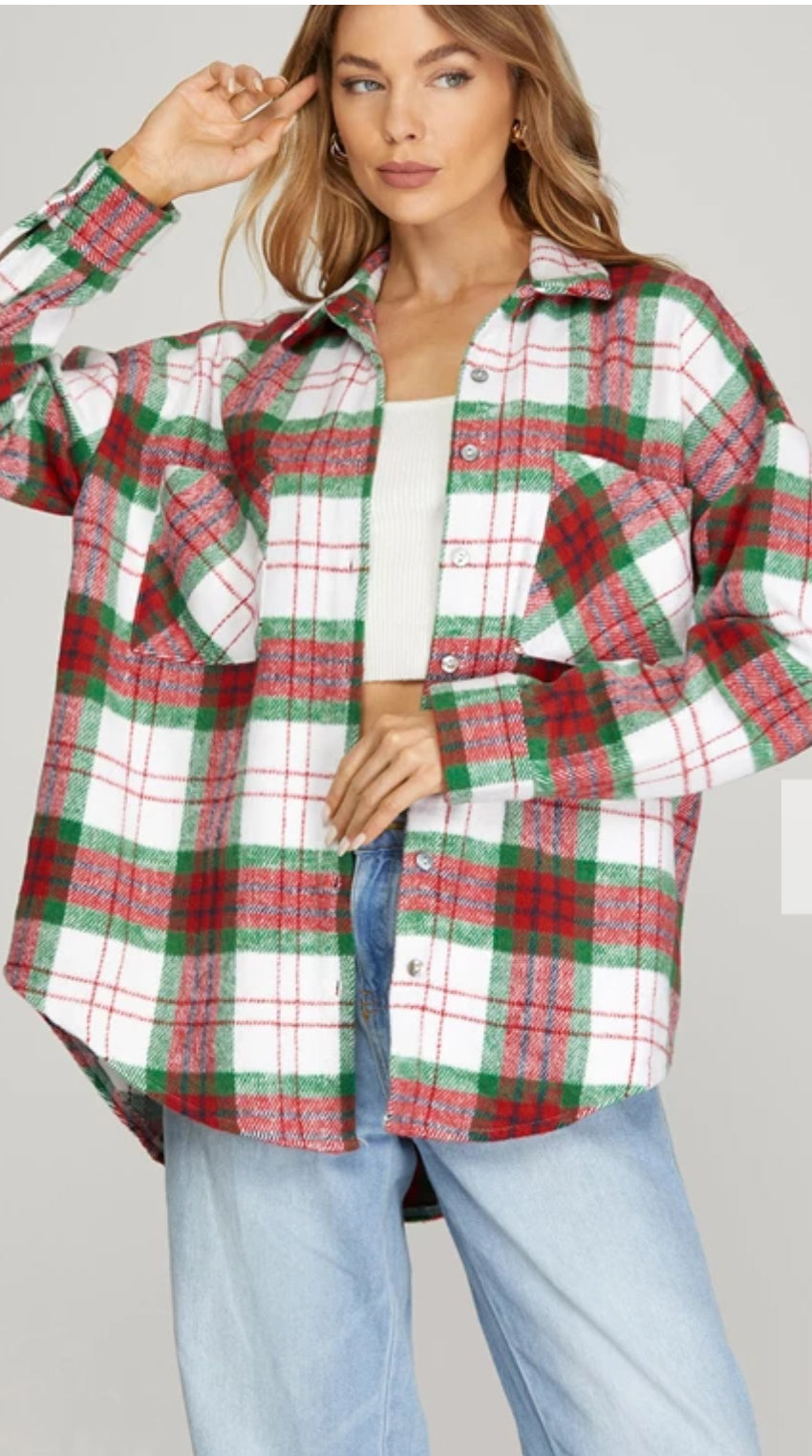 Red & Green Plaid Shacket