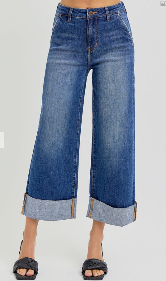 Risen Wide Cuffed Jeans
