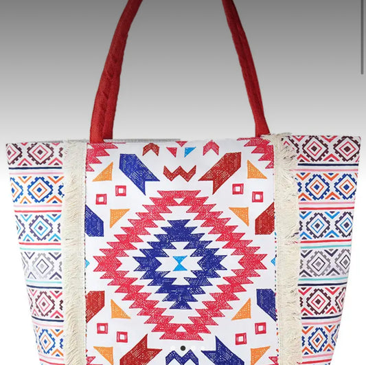 Colorful Aztec Design Tote Bag
