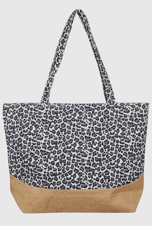 Animal Print Jute Tote Bag