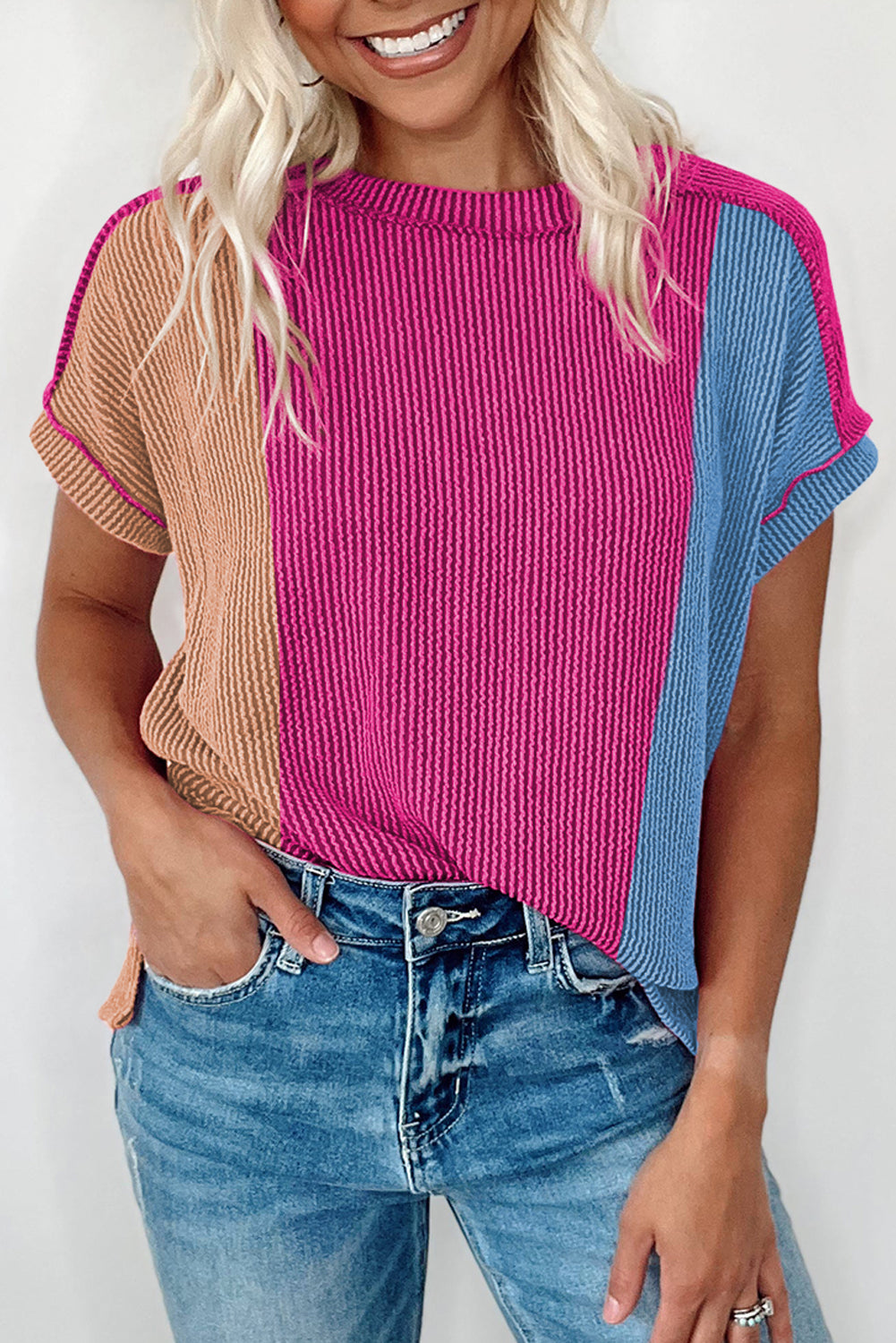 Triple Color Ribbed Top