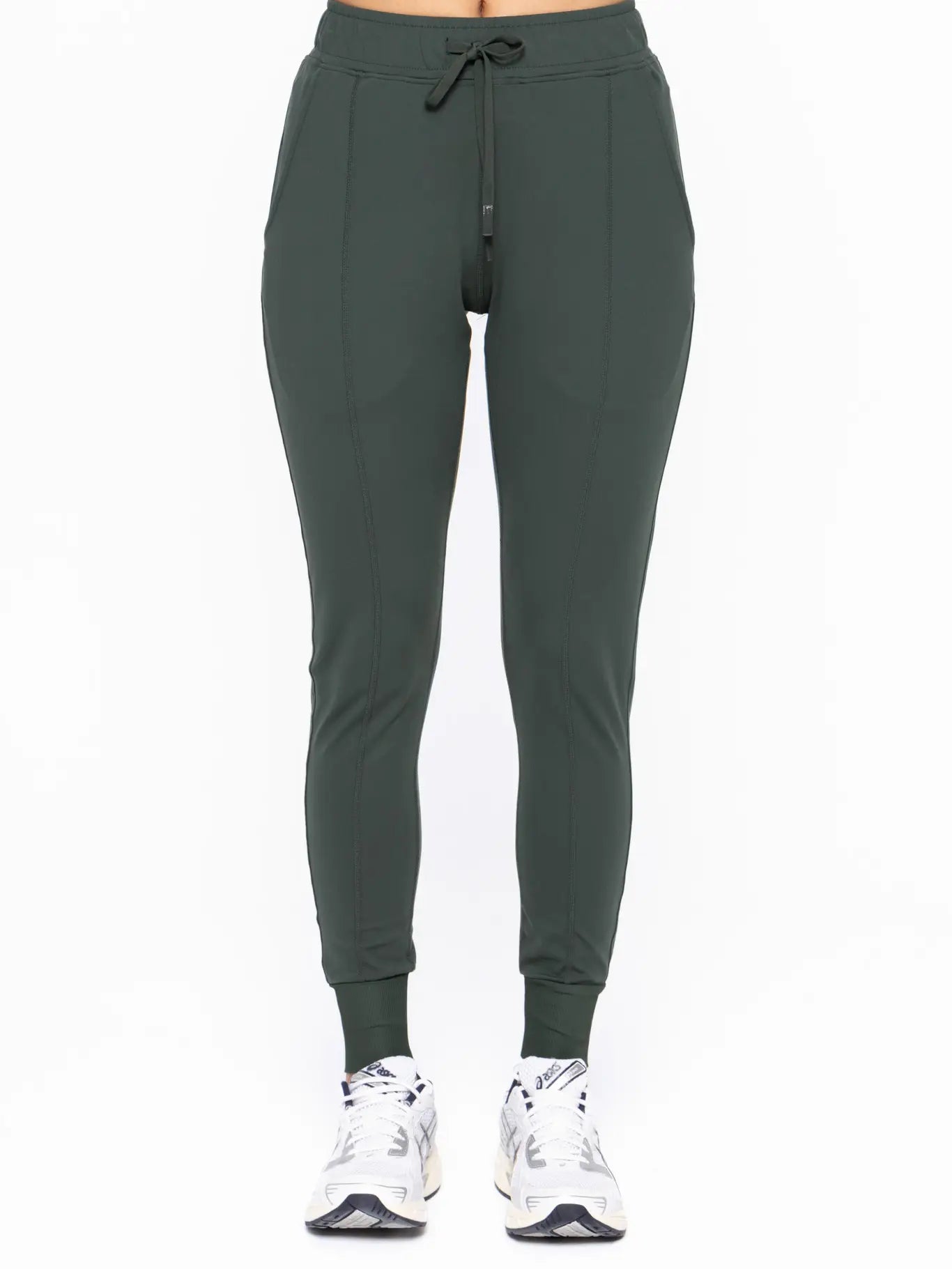 Mono B Green- Slim Fit Paneled Joggers