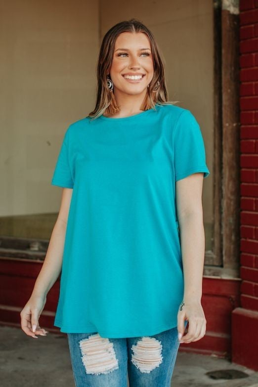 Basic Tee with Side Pockets - Charming Cheetah Boutique