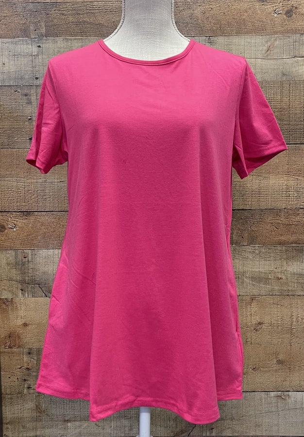 Basic Tee with Side Pockets - Charming Cheetah Boutique