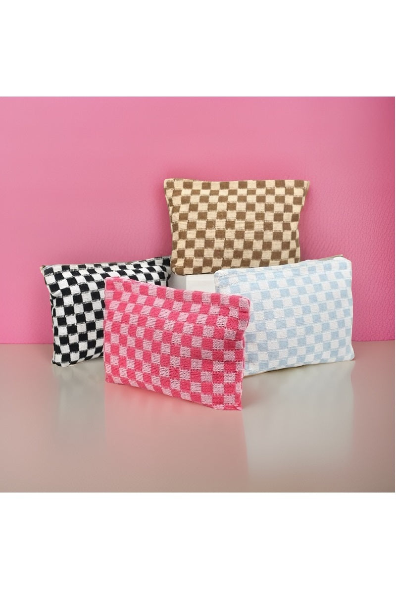 Checkered Cosmetic Makeup Bag