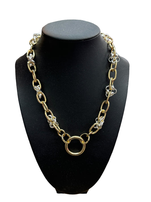 Gold Chain with Silver Knotted Necklace