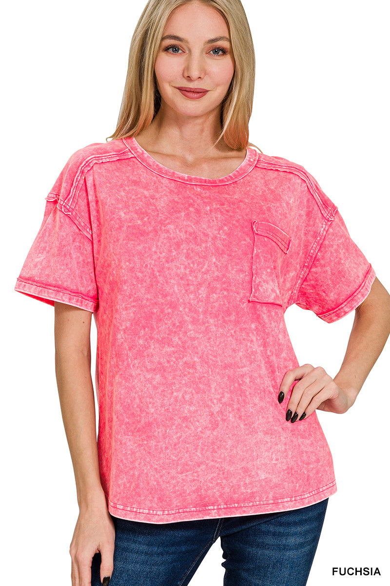 Acid washed round neck t-shirts