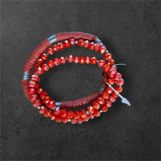 Red Stack Beaded Bracelet