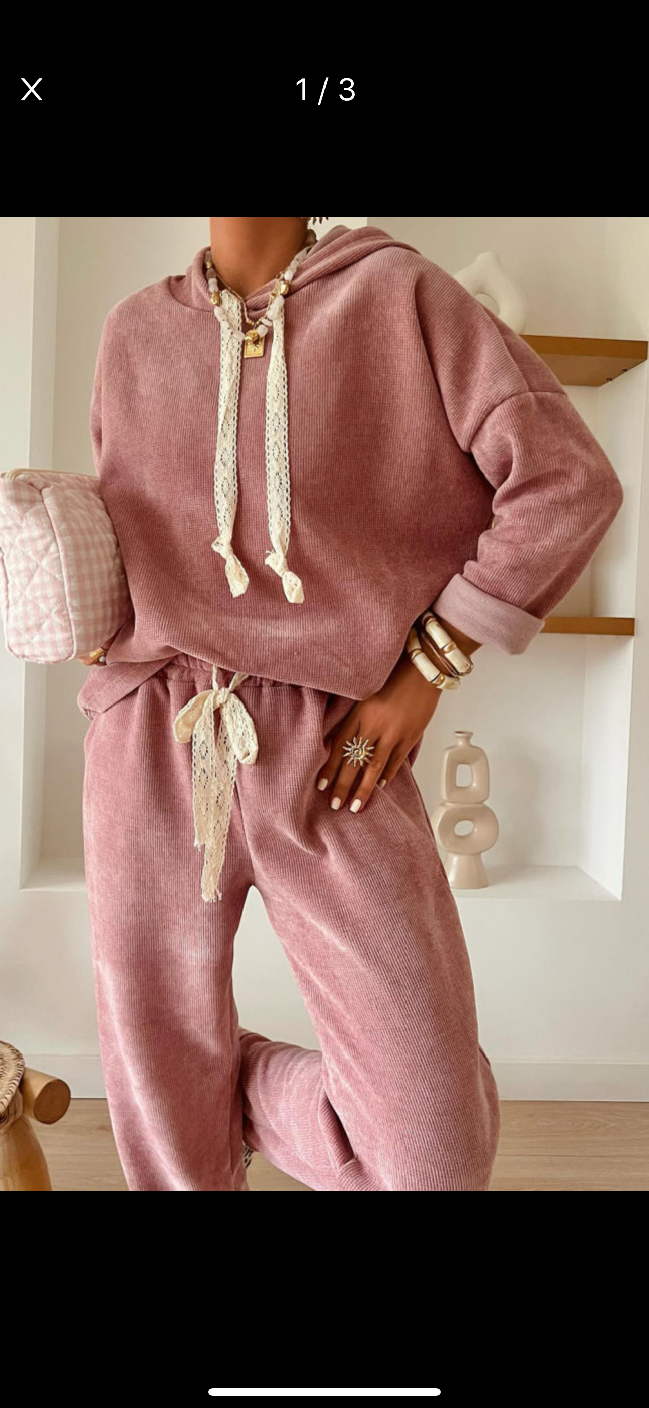 Pullover Hoodie and Drawstring Corded Pants Set