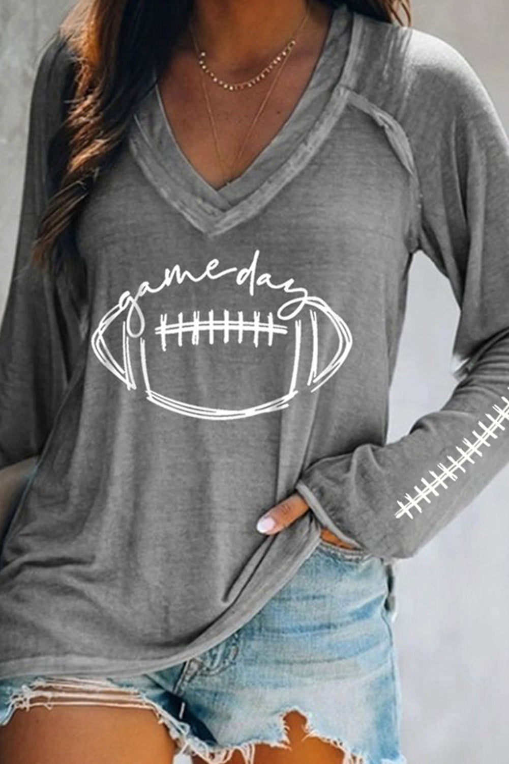 Gray Game Day LS Tee