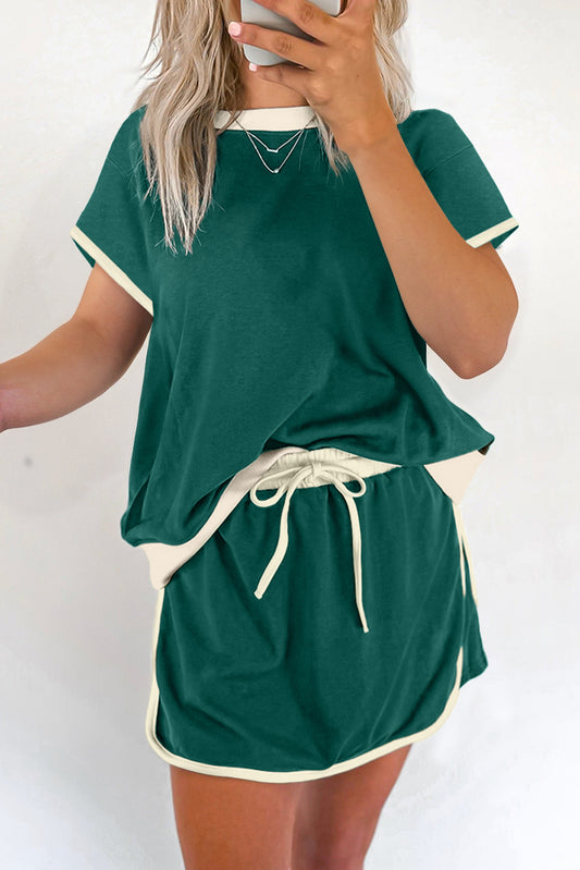 Green Colorblock Skort Set