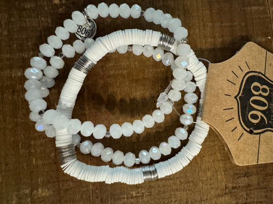 White Stack Beaded Bracelet