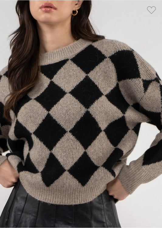 Harlequin Crew Knit Sweater