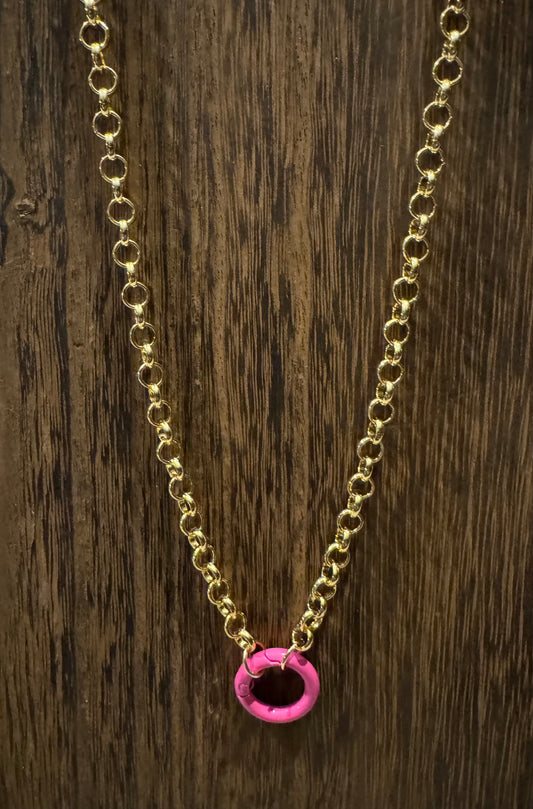 Pink Rolo Charm Necklace