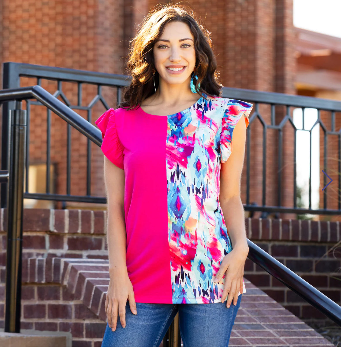 Floral Color Block Top
