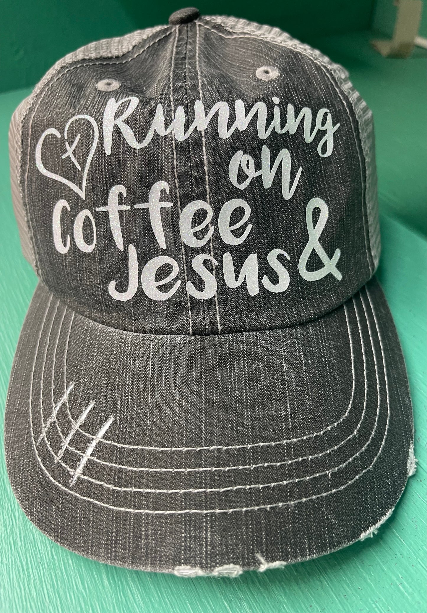 Gray Distressed Ball Cap