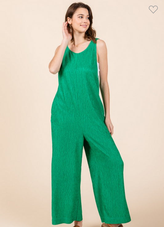 Textured  U-Neck Jumpsuit