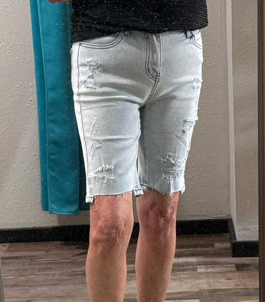 High Waist Distressed Shorts