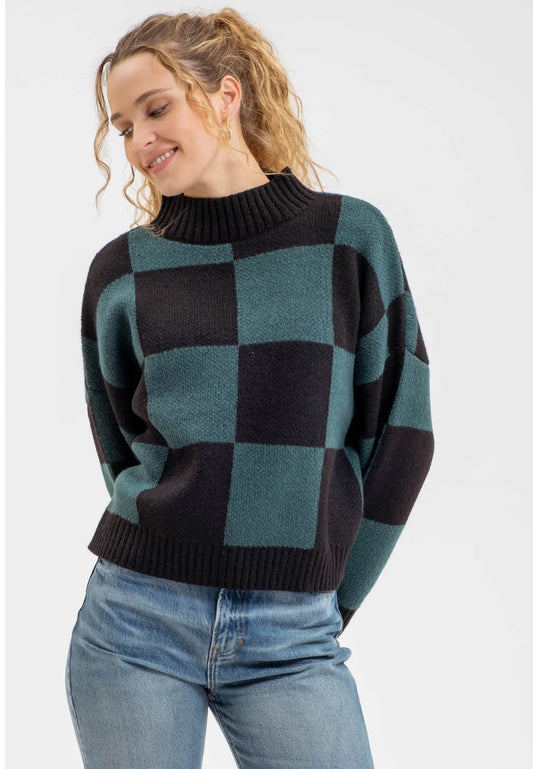 Green & Black Checkered Sweater