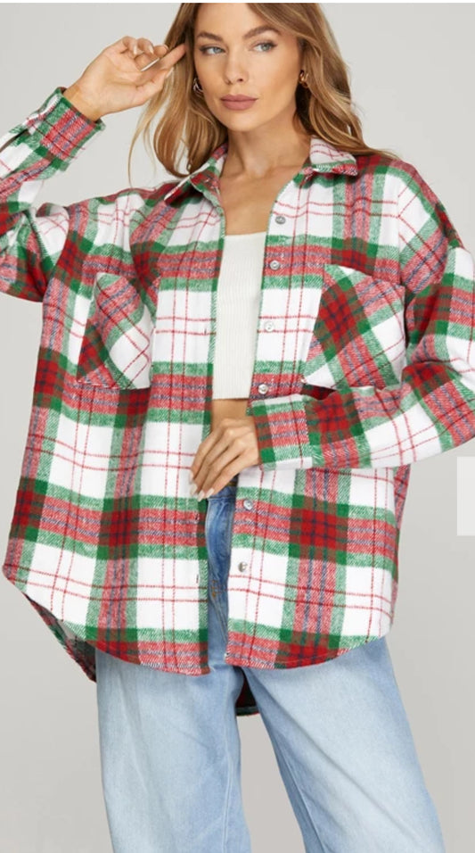Red & Green Plaid Shacket