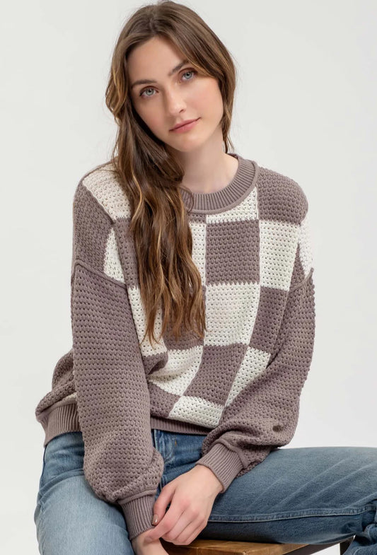 Checkerboard Crochet Sweater