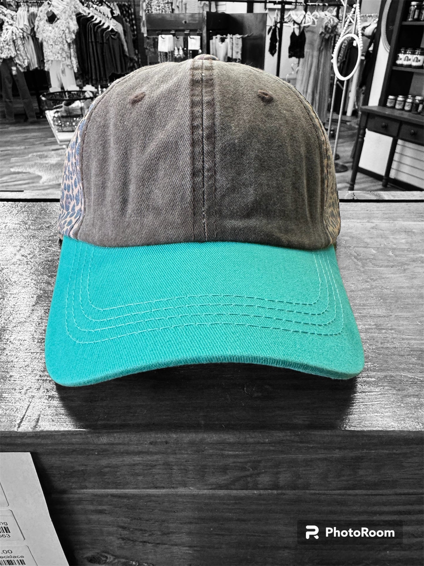 Teal and Animal Print Cap