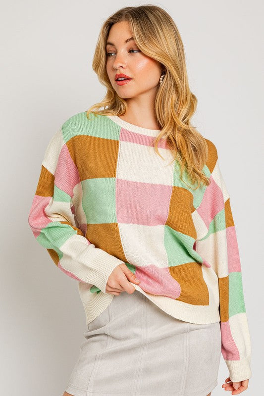 Pastel Checkered Sweater