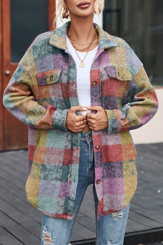 Multicolored Brushed Plaid Shacket
