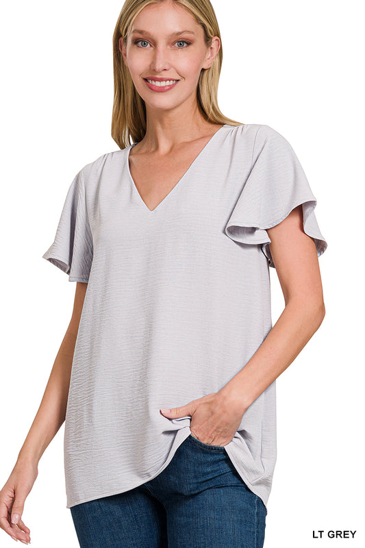 Woven Flutter Sleeve Top