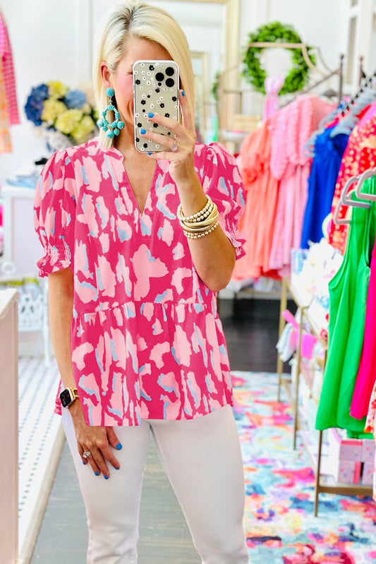 Rose Abstract Print Top