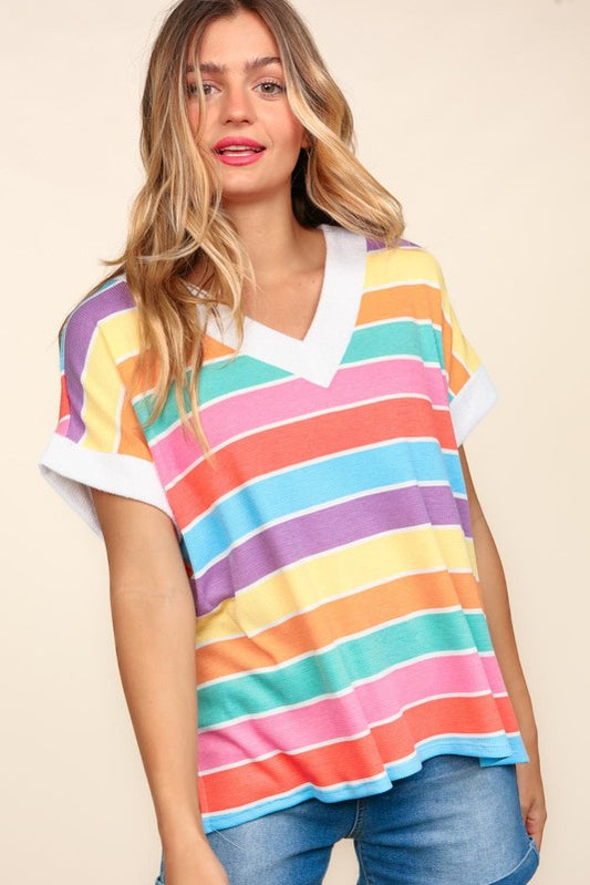 Multi Color Stripe Knit Top