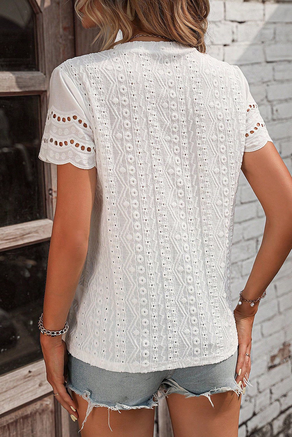 White Eyelet Top