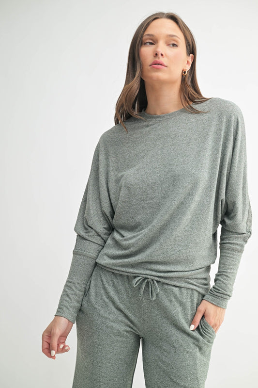 Brushed Hacci Dolman Sleeve Top