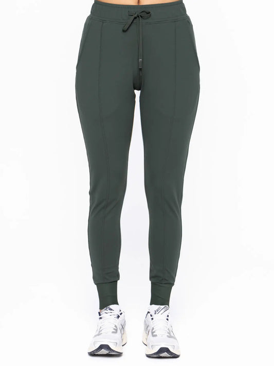 Mono B Green- Slim Fit Paneled Joggers